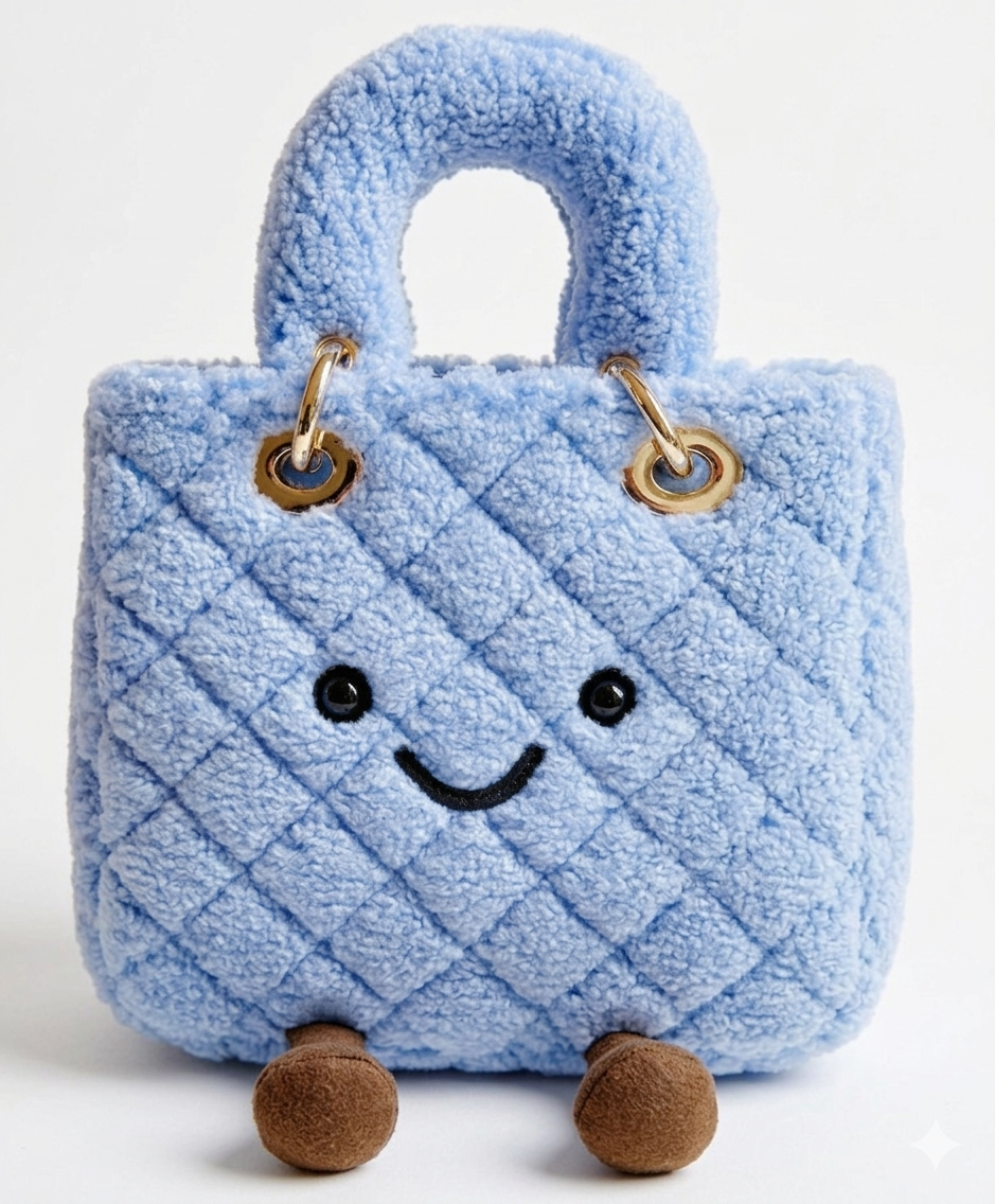 Periwinkle Blue Quilted Lady Plushie Bag