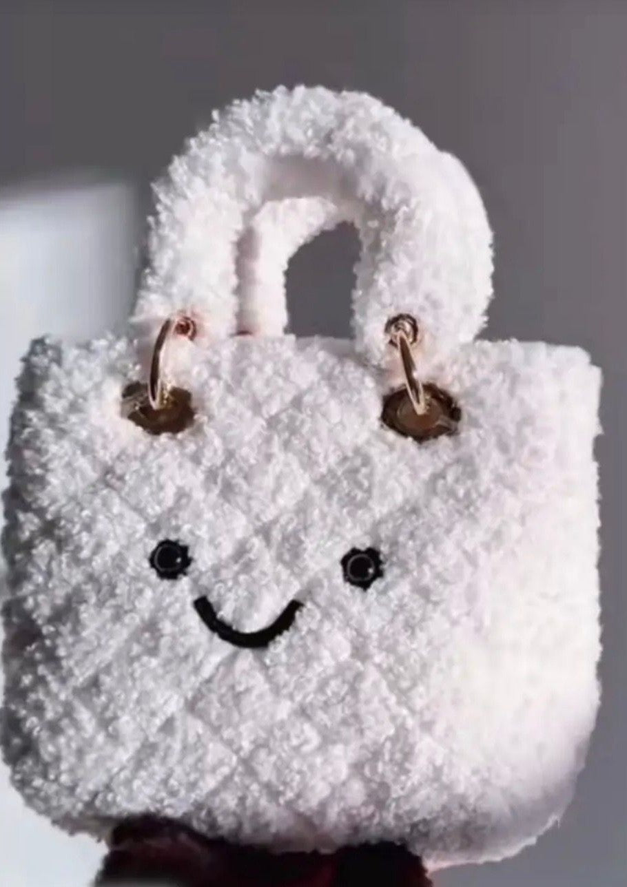 White Quilted Lady Plushie Bag