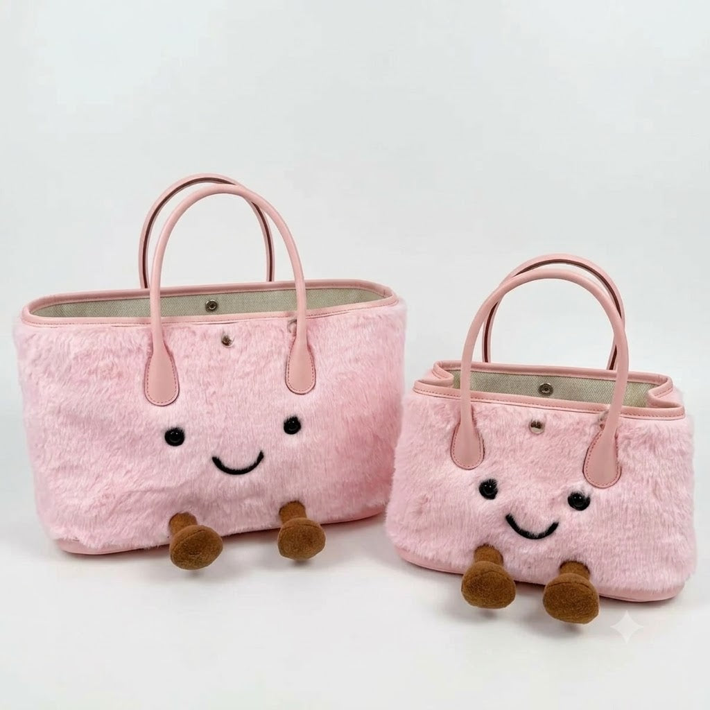 Tote Plushie Bag - Baby Pink