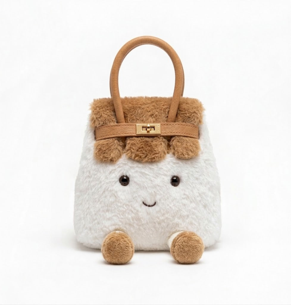 Plushie Bag Charm Mini - White and Tan
