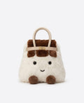 Plushie Bag Charm Mini - White and Dark Brown