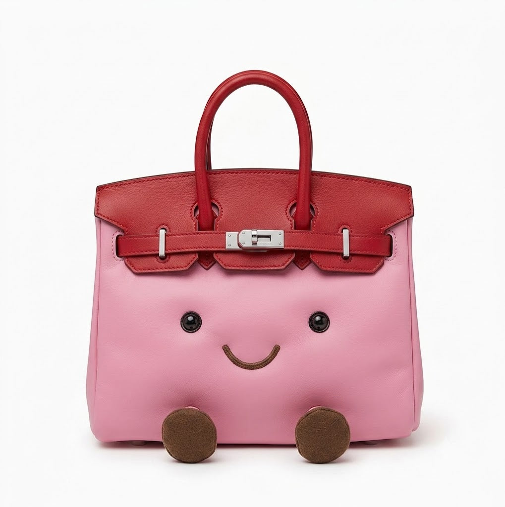Bubblegum Leather Plushie Bag -