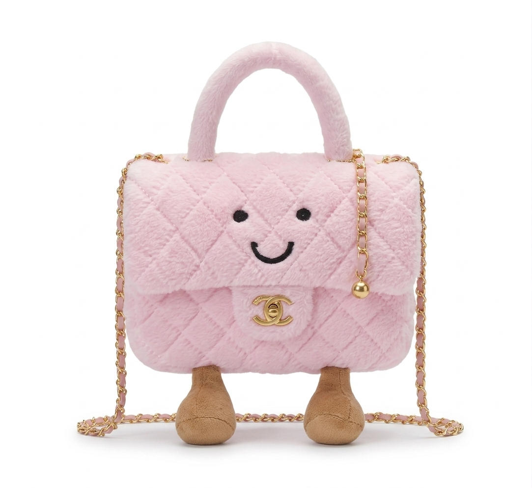 Baby Pink Quilted Plushie Bag