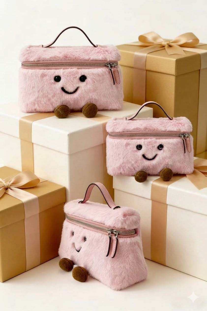 Plushie Travel Companion Bags - Pink Cloud Puff