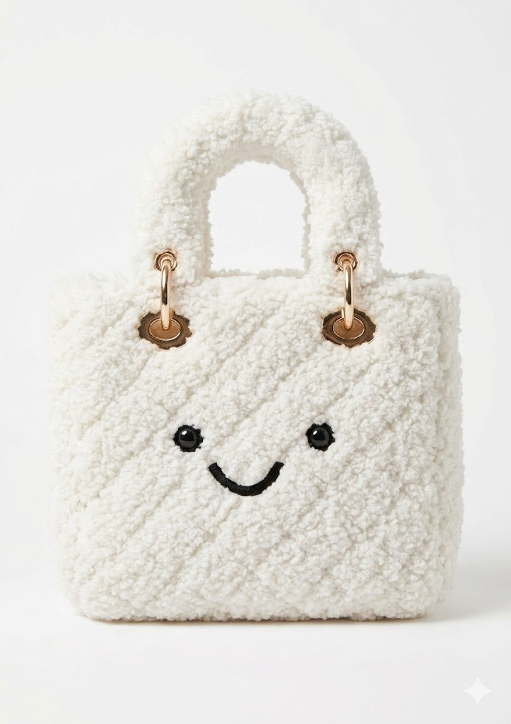 White Quilted Lady Plushie Bag