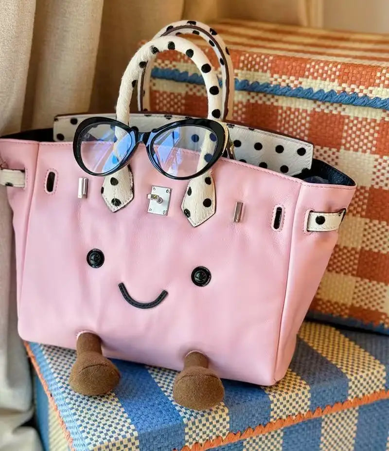 Dottie Leather Plushie Bag