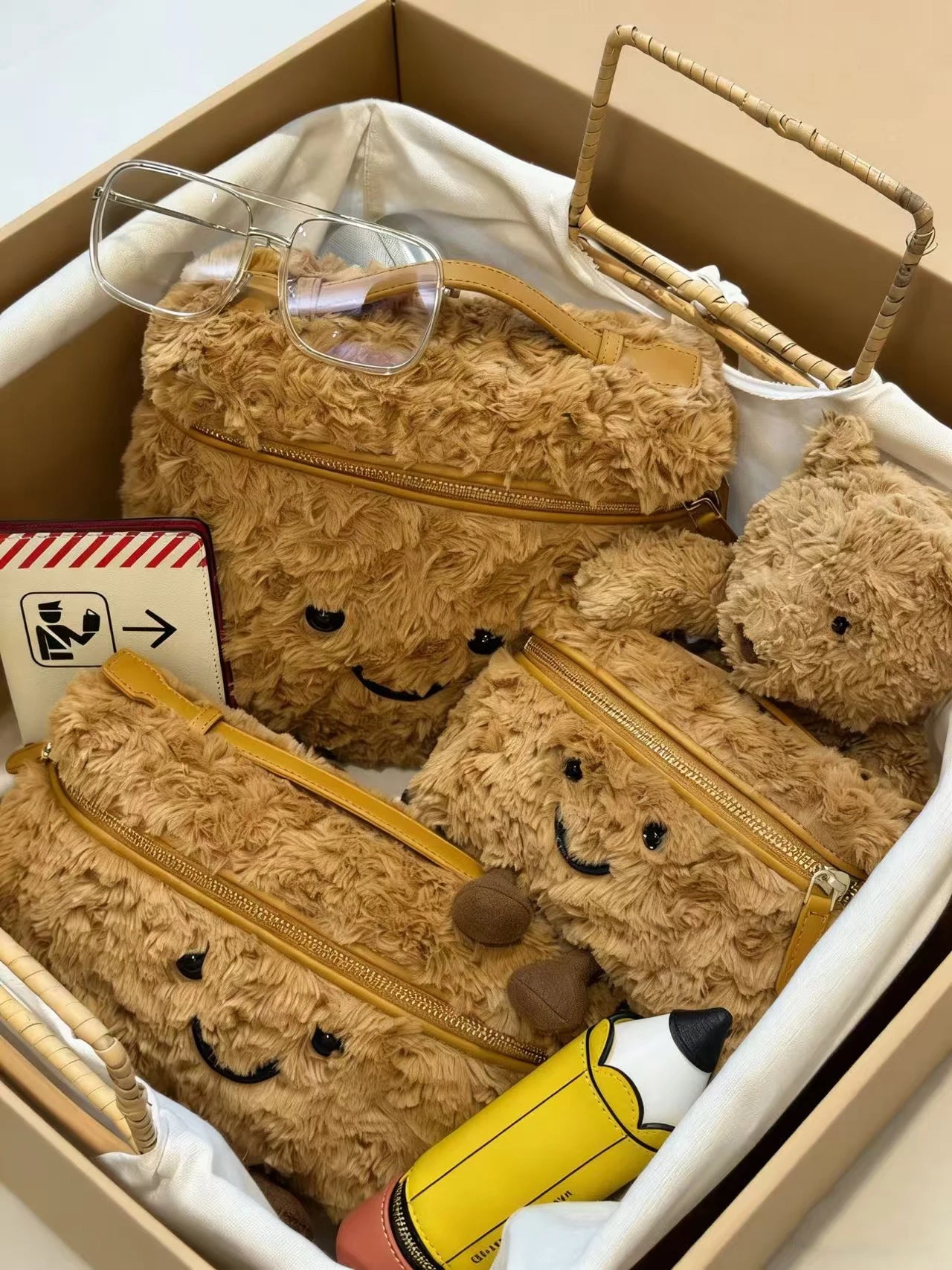 Plushie Travel Companion Bags - Teddy Puff