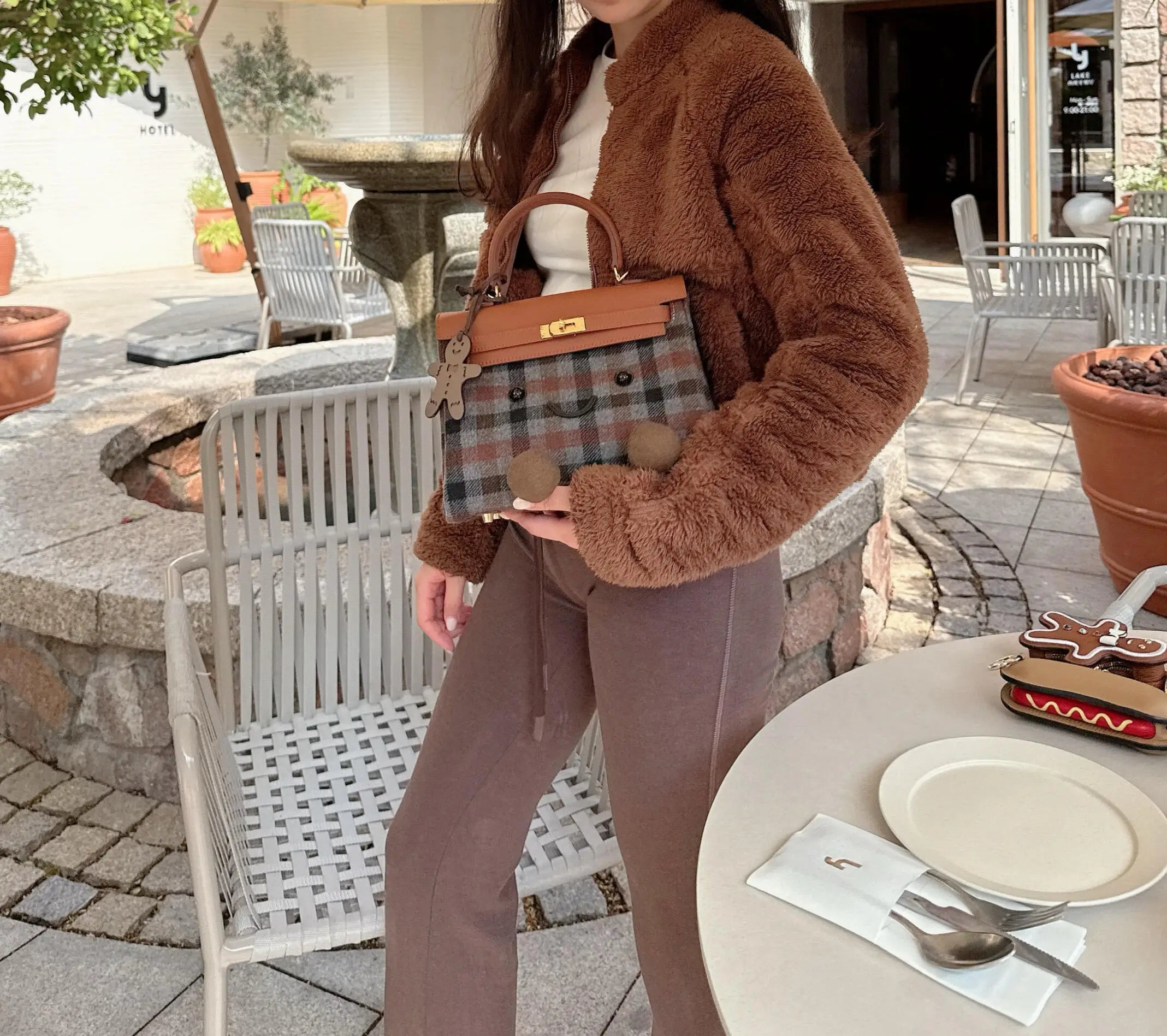 Mini Plaid Bag Grey/Black