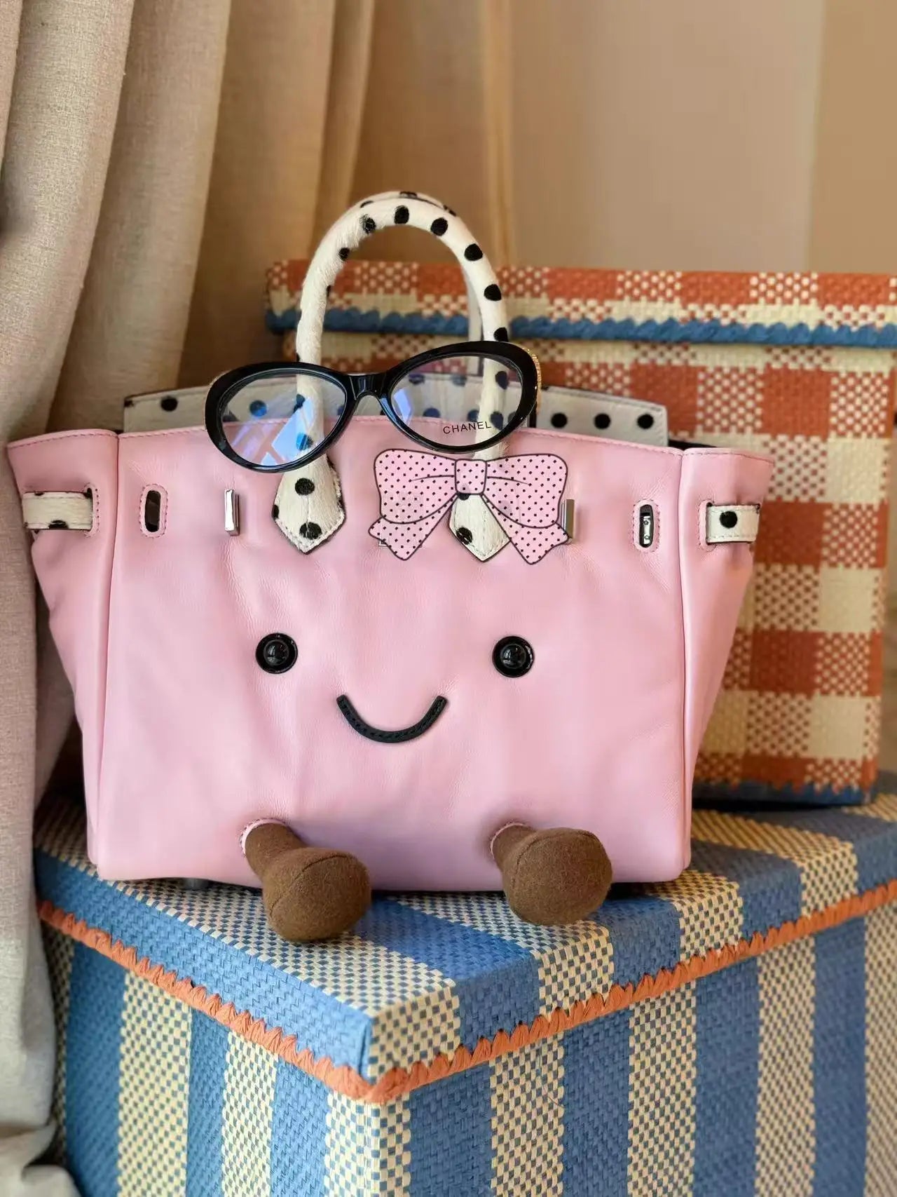 Dottie Leather Plushie Bag