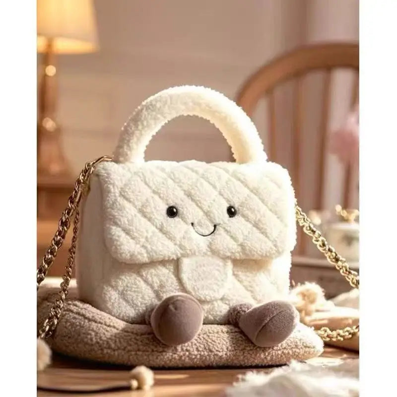 White Quilted Plushie Bag (no gold hardware)