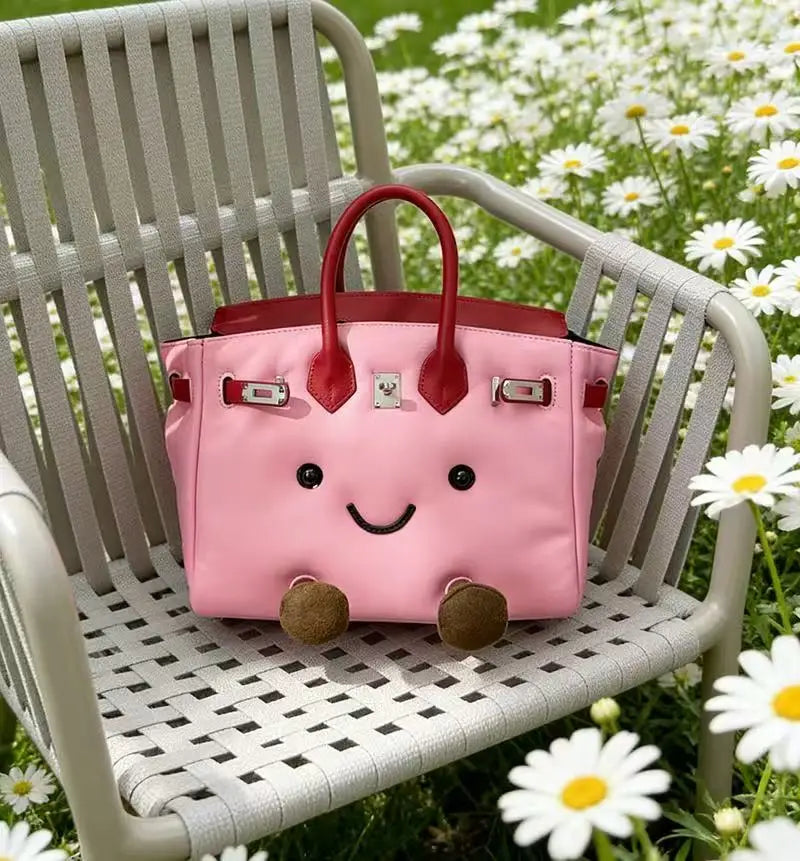 Bubblegum Leather Plushie Bag -
