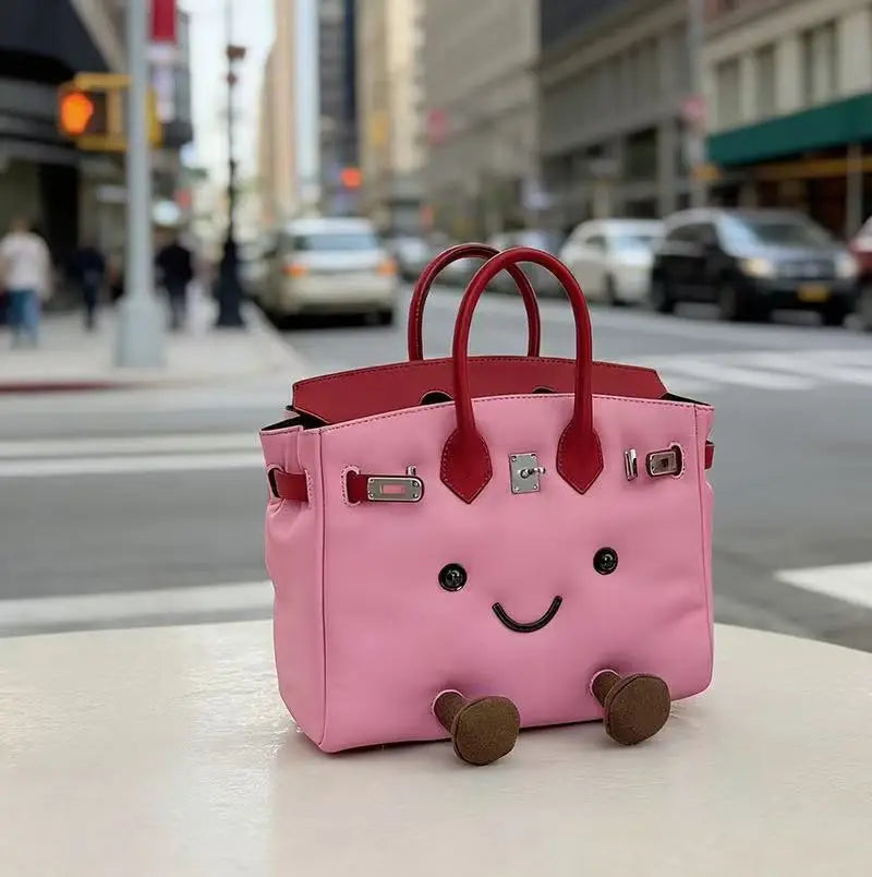 Bubblegum Leather Plushie Bag -
