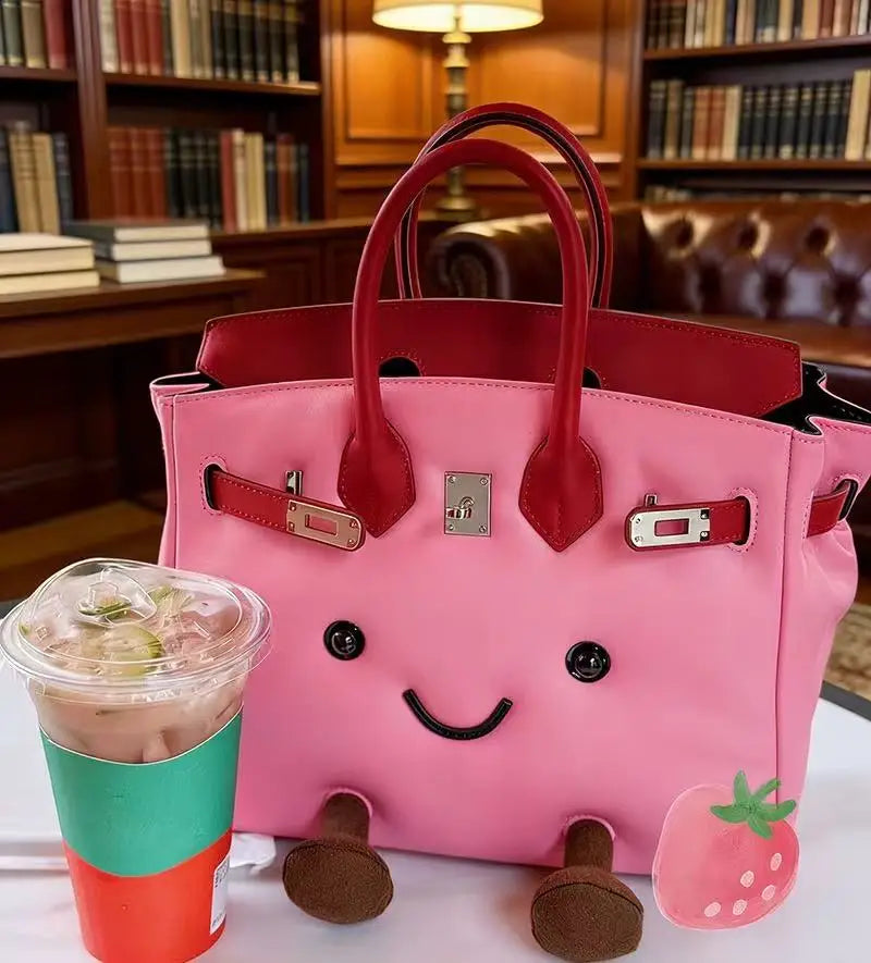 Bubblegum Leather Plushie Bag -