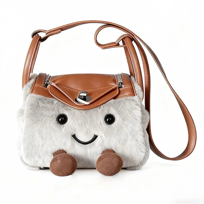 Grey Plushie Shoulder Bag