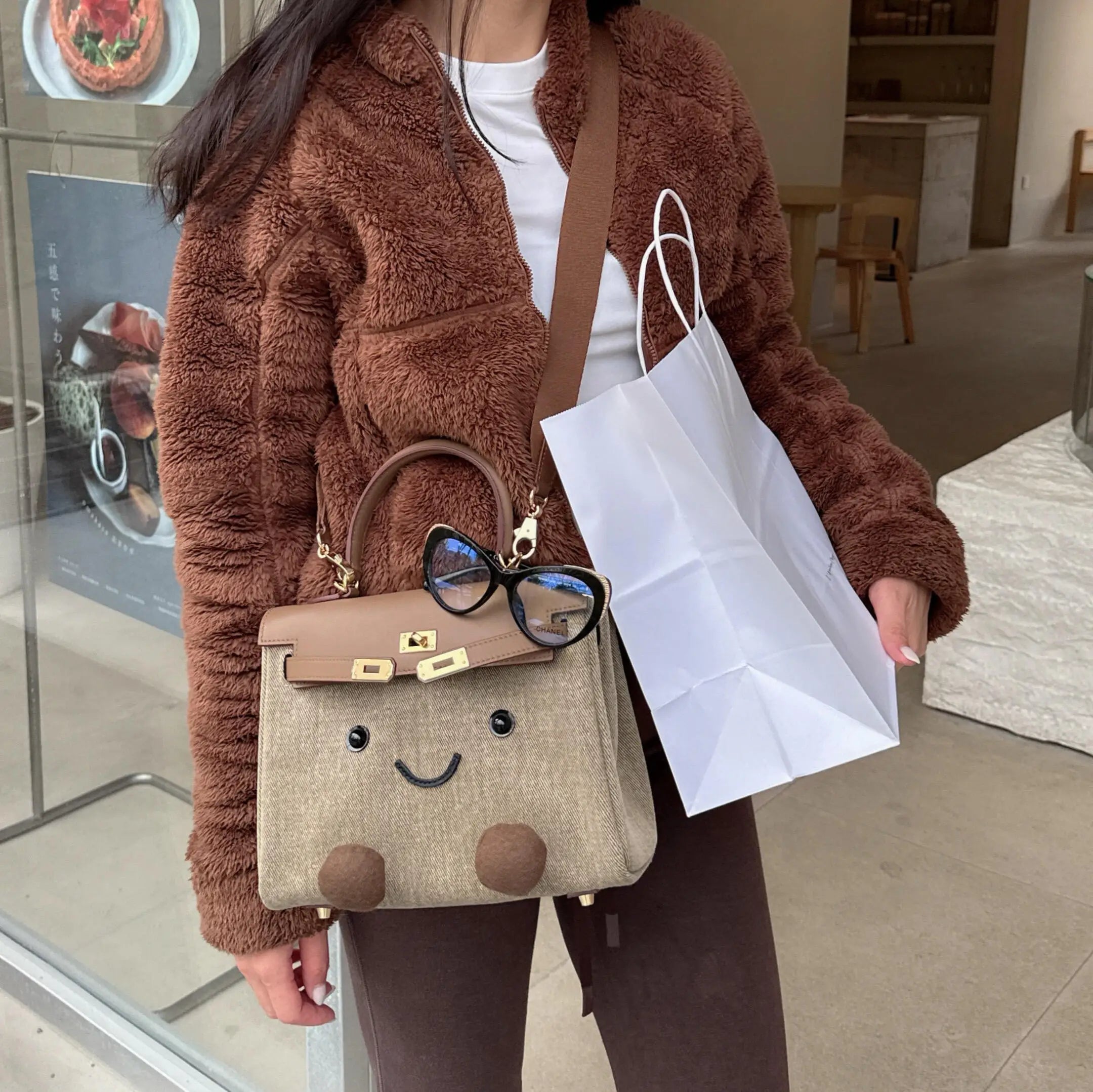 Mini Plaid Bag Natural