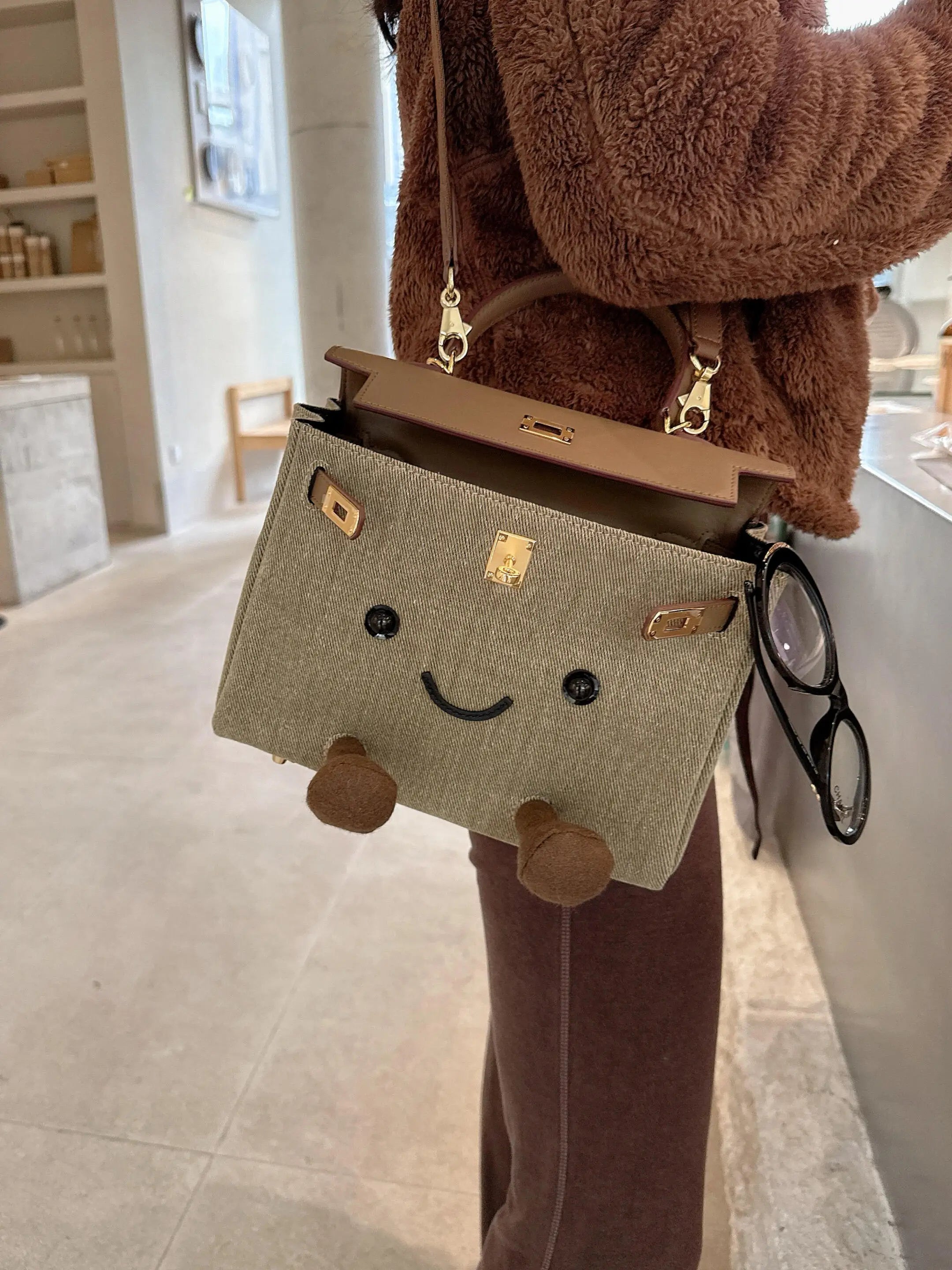 Mini Plaid Bag Natural